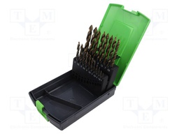 Drill bit; for metal; Tip Top; Kit: drill bits; 19pcs; 1÷10mm