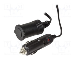 Cigarette lighter socket extension cord; 8A; Sup.volt: 12VDC