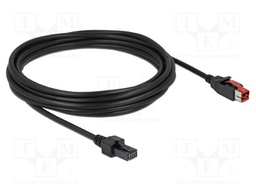 Cable; 2x4pin plug,PoweredUSB plug; 5m; black; 20AWG,26AWG; 24V