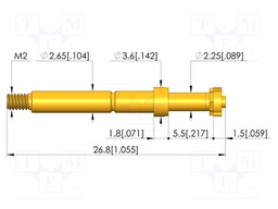 Test needle; Spring compression: 4mm; 5mm; 8A; CuBe; gold-plated