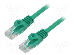 Patch cord; U/UTP; 5e; stranded; CCA; PVC; green; 0.25m; 26AWG