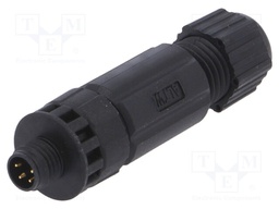 Connector: M8; male; PIN: 4; straight; for cable; plug; IP67