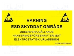 Information board; ESD,self-adhesive; 300x150mm; black,yellow