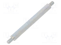 Screwed spacer sleeve; 45mm; Ext.thread: M3; hexagonal; steel