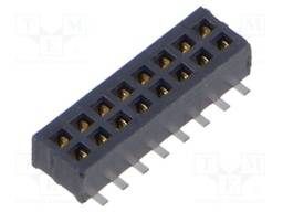 Connector: pin strips; female; PIN: 16; 1.27mm; gold flash; SMT