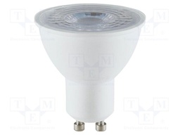 LED lamp; white cold; GU10; 220÷240VAC; 610lm; P: 7.5W; 110°; 6500K