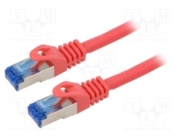 Patch cord; S/FTP; 6a; stranded; CCA; LSZH; red; 5m; 26AWG; Cores: 8