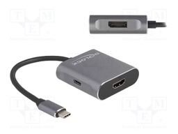 Splitter; DisplayPort 1.4; 0.15m; black; metal; grey