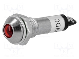 Indicator: LED; prominent; 24VDC; Cutout: Ø8.2mm; IP40; metal