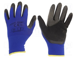 Protective gloves; Size: 7; black-navy blue; latex,nylon