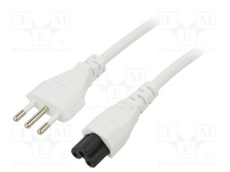 Cable; 3x0.75mm2; CEI 23-50 (L) plug,IEC C5 female; PVC; 1m; 10A