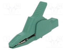 Crocodile clip; 34A; green; Grip capac: max.30mm; Socket size: 4mm