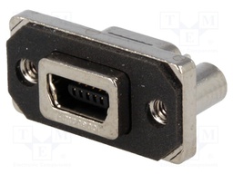 Socket; USB B mini; MUSB; on PCBs,for panel mounting,screw; THT