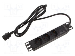 Plug socket strip: protective; Sockets: 3; 230VAC; 10A; black; 2m