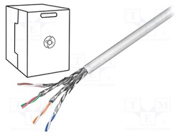 Wire; S/FTP; 6; solid; CCA; 4x2x23AWG; PVC; grey; 305m
