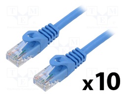 Patch cord; U/UTP; 5e; stranded; CCA; PVC; blue; 0.5m; 26AWG; Cores: 8