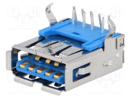 Socket; USB A; on PCBs; THT; angled 90°; USB 3.0; gold-plated