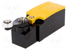 Limit switch; lever R 27mm, plastic roller Ø14mm; NO + NC; 6A