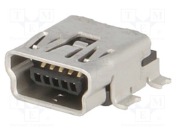 Socket; USB B mini; on PCBs; SMT; PIN: 5; horizontal