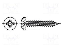 Screw; 3,5x22; Head: cheese head; Phillips; steel; zinc; Size: PH2