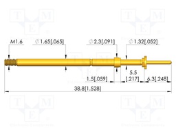 Test needle; Spring compression: 4mm; 5mm; 8A; CuBe; gold-plated
