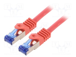Patch cord; S/FTP; 6a; stranded; Cu; LSZH; red; 15m; 26AWG; -20÷75°C