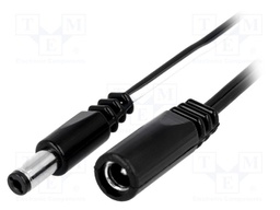 Cable; DC 5,5/2,1 plug,DC 5,5/2,1 socket; straight; 0.5mm2; 1m
