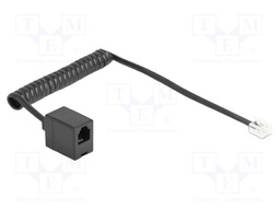 Cable: telephone; coiled; RJ11 socket,RJ11 plug; black; 32AWG