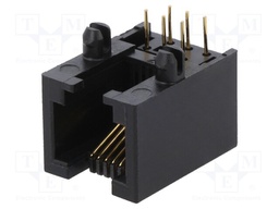 Socket; RJ12; PIN: 6; Cat: 5; Layout: 6p6c; THT; angled