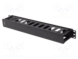 Cable organizer; 1U; black; Standard: 19"