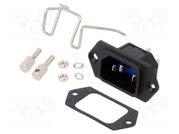 CONNECTOR, MAINS SOCKET, 15A, 250V, BLK