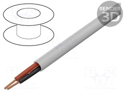 Wire; 2x22AWG; unshielded; 300V; 305m; Cu; stranded; grey; CPR: Eca