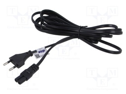 Cable; 2x0.5mm2; CEE 7/16 (C) plug,IEC C7 female; PVC; 3m; black