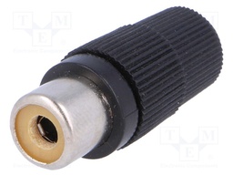 Plug; RCA; female; straight; soldering; black; for cable
