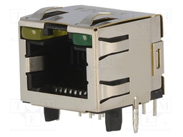 Socket; RJ45; PIN: 8; Cat: 5; shielded,with LED; gold-plated; THT