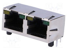 Socket; RJ45; Cat: 5; shielded,double,with LED; Layout: 8p8c; THT