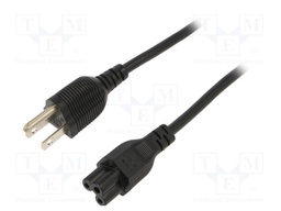 Cable; NEMA 5-15 (B) plug,IEC C5 female; 1.8m; black; PVC; 7A