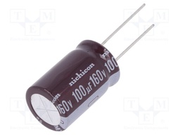 Capacitor: electrolytic; THT; 100uF; 160VDC; Ø16x25mm; Pitch: 7.5mm