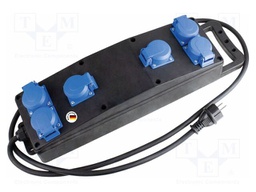 Extension lead; 3G2.5mm2; with flap,with holder; Sockets: 6; 2m