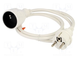 Extension lead; Sockets: 1; PVC; white; 3x1,5mm2; 1.5m; 16A