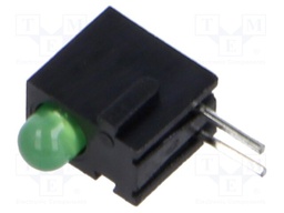 LED; in housing; green; 3mm; No.of diodes: 1; 20mA; Lens: diffused