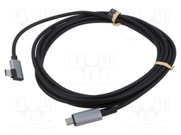 Cable; angular,USB 2.0; USB C plug,both sides; 3m; black; 480Mbps