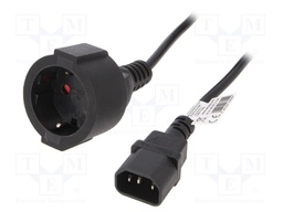 Cable; CEE 7/3 (F) socket,IEC C14 male; 1m; black; PVC; 3G0,75mm2