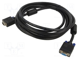Cable; D-Sub 15pin socket,D-Sub 15pin plug; 5m; black; 28AWG