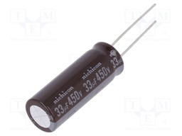 Capacitor: electrolytic; THT; 33uF; 450VDC; Ø12.5x35.5mm; ±20%