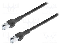 Patch cord; SF/UTP; 5e; solid; Cu; PVC; black; Len: 5m; 24AWG; Cores: 8