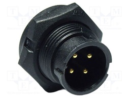 Socket; Connector: circular; size B; male; PIN: 4; bayonet; 5A; IP67