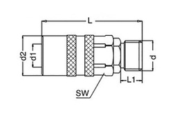 Quick connection coupling; straight,with valve; 10bar; Seal: FPM