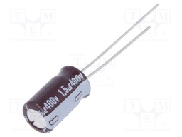 Capacitor: electrolytic; THT; 1.5uF; 400VDC; Ø6.3x11mm; ±20%