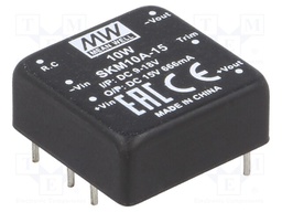 Converter: DC/DC; 10W; Uin: 9÷18V; 15VDC; Iout: 666mA; 1"x1",DIP